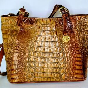 Brahmin Elegant Brown Crocodile-Embossed Women's Bag